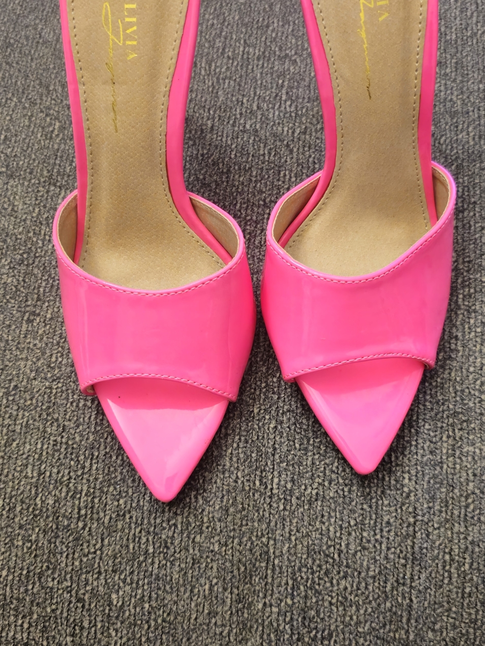 Modern Pointed-Toe Pink Mule Heels